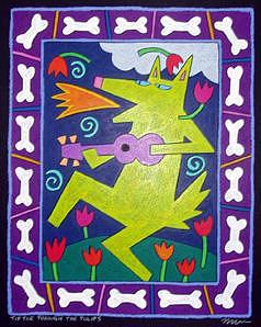 Animal Painting - Tip Toe Through The Tulips by Nancy Coffelt Animal Painting - Tip Toe Through The Tulips by Nancy Coffelt