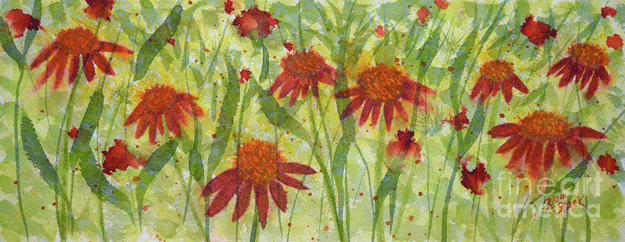 Tip Toe Thru the Coneflowers Painting by Barrie Stark