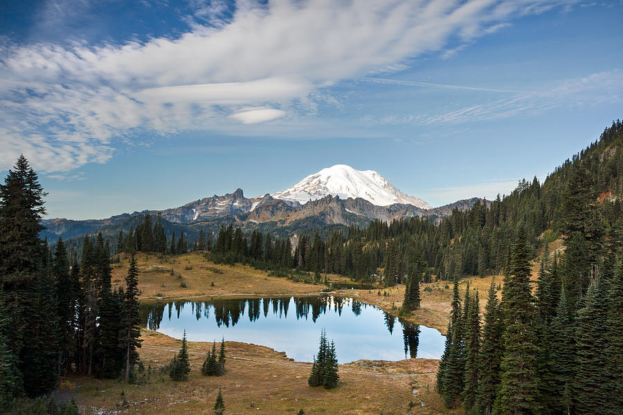 Tipsoo Lake and Rainier Photograph by Michael Russell