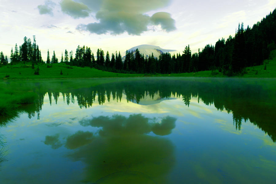 Tree Photograph - Tipsoo Lake in the morning  by Jeff Swan