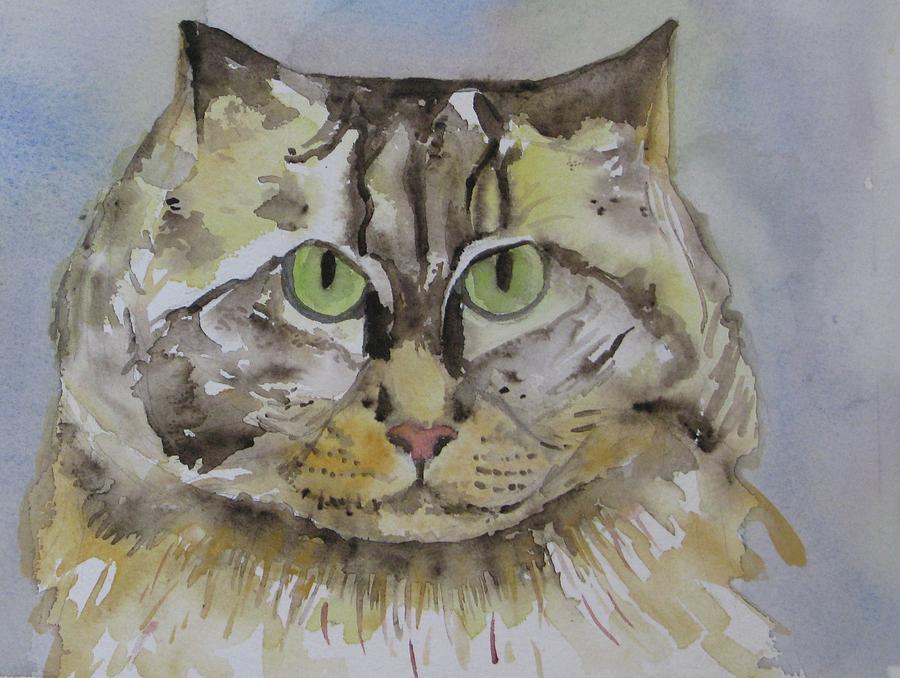 Cat Painting - Tira by Anne McMath
