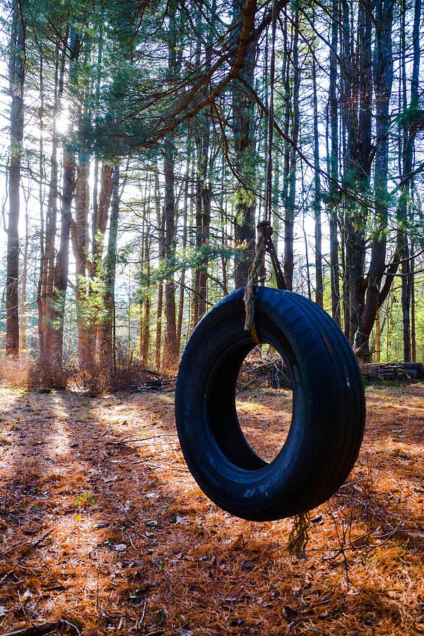 wooden tire swing