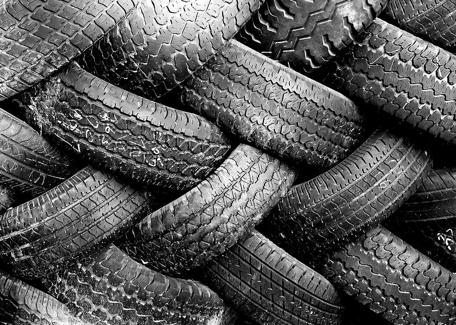 Black And White Photograph - Tired Treads by Todd Klassy