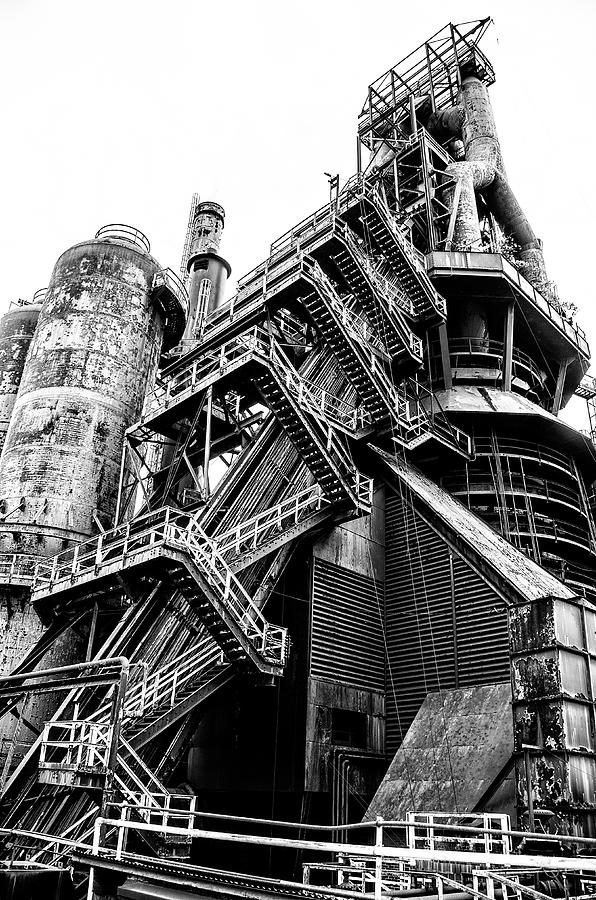 Titan of Industry - Bethlehem Steel Mill in Black and White Photograph by Bill Cannon