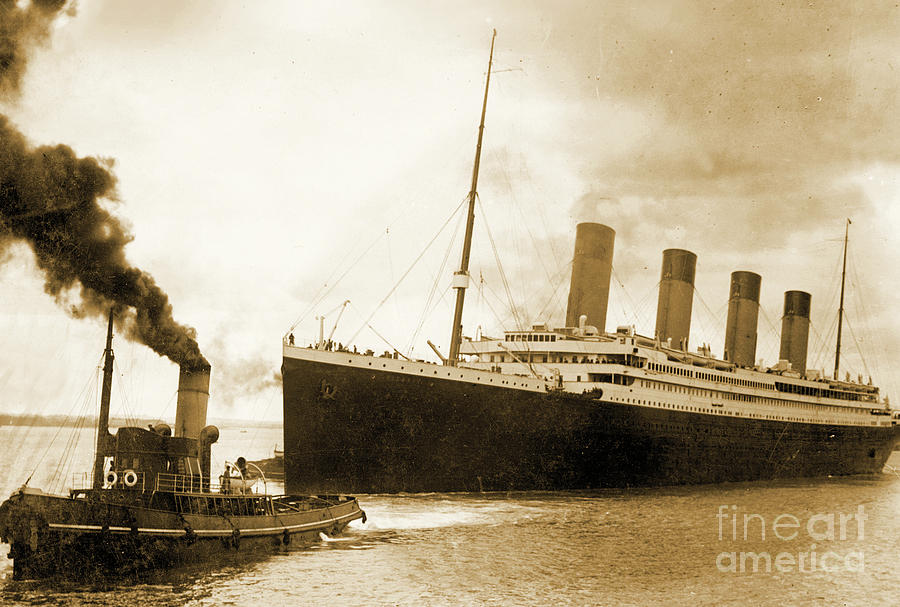 Titanic leaving port on it's maiden voyage, Circa 1912 Photograph by  English School - Fine Art America
