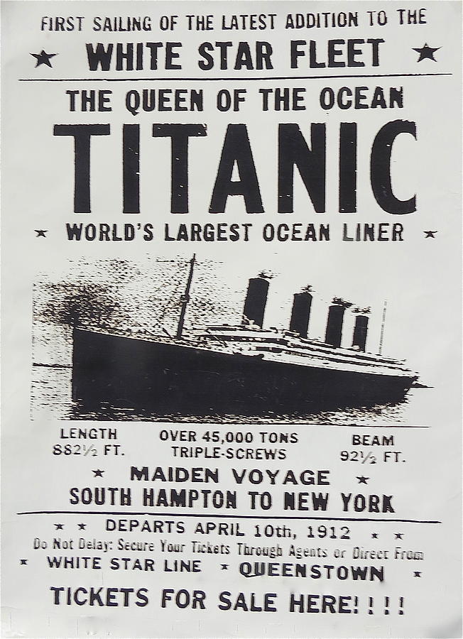 Titanic vintage poster Photograph by Melinda Saminski