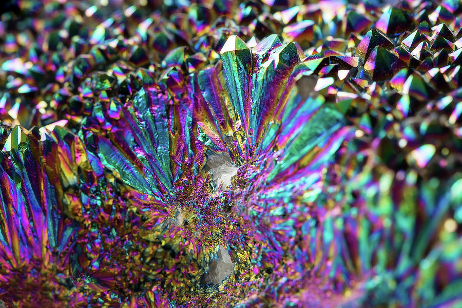 Titanium Rainbow Quartz Cluster Close Up #5 Photograph by Jennifer Rondinelli Reilly - Fine Art Photography