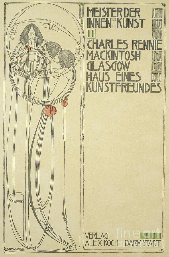 Title Page for Haus Eines Kunstfreundes Drawing by Charles Rennie Mackintosh