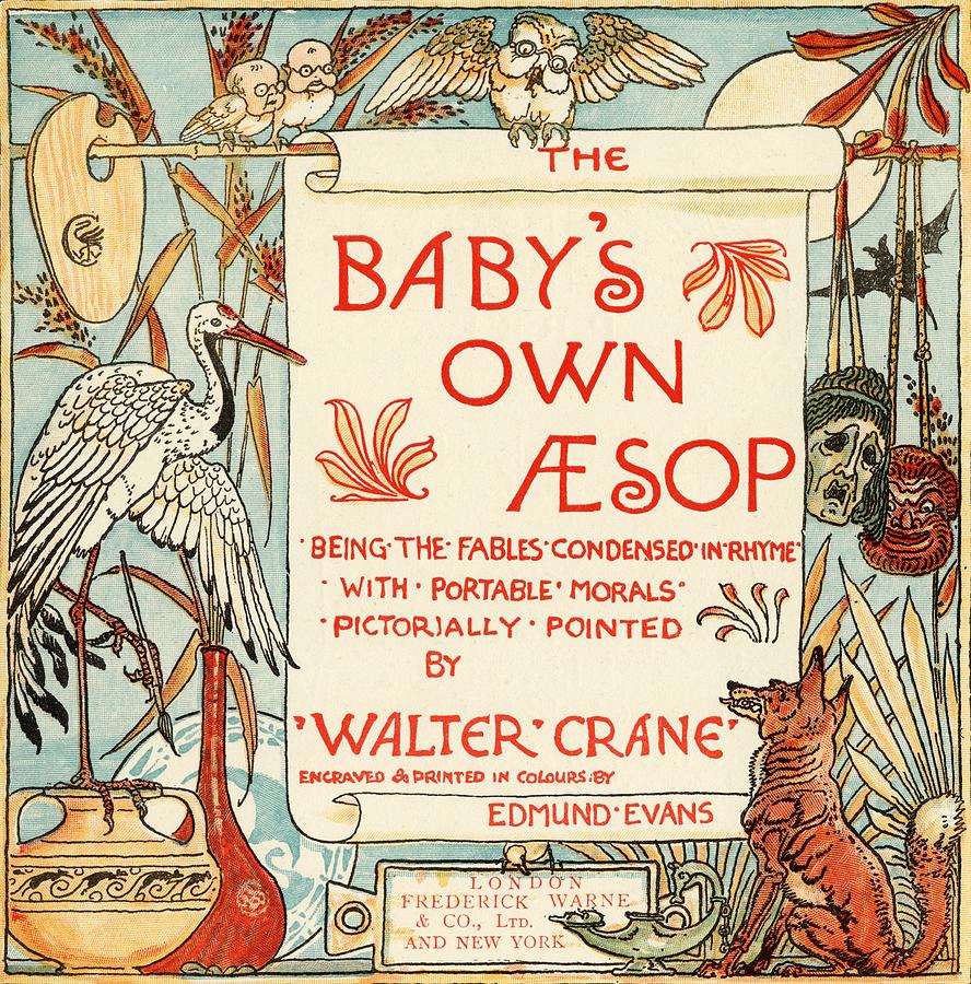 Crane Drawing - Title Page From The Book Babys Own by Vintage Design Pics