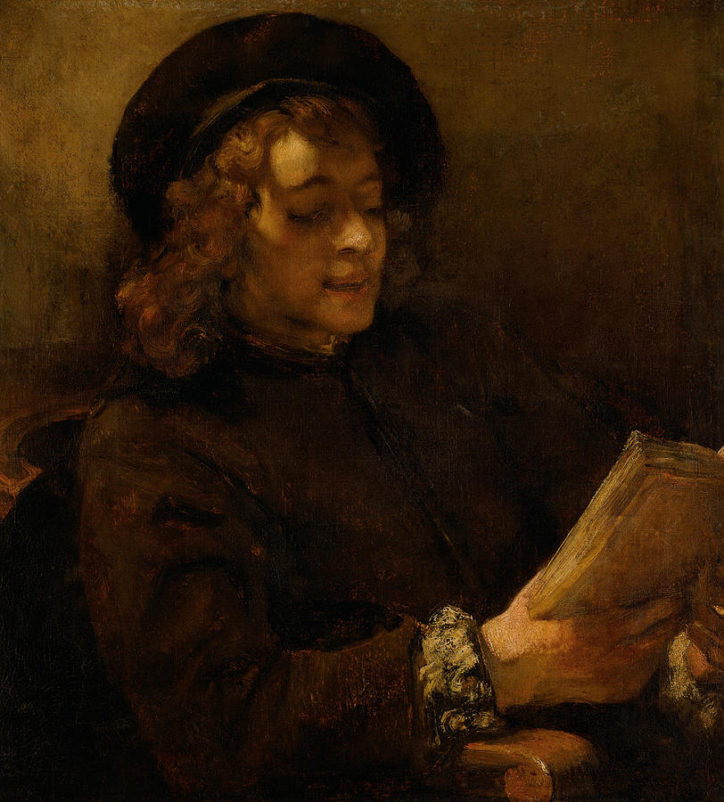 Titus van Rijn, the Artists Son, Reading Painting by Rembrandt