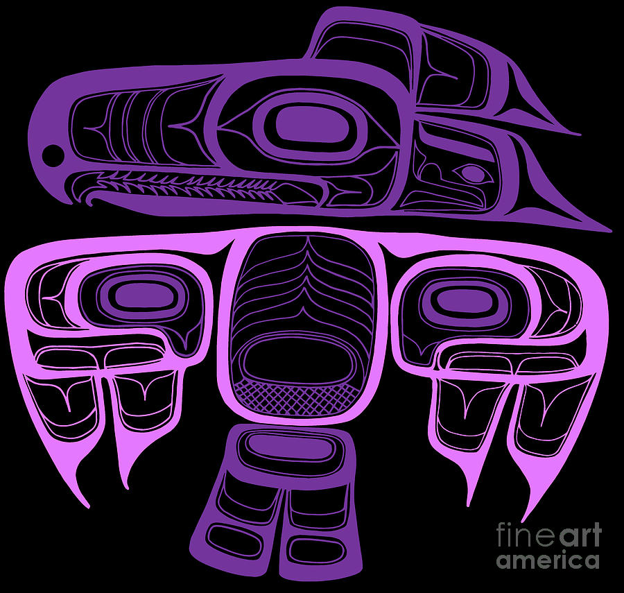 Tlingit thunderbird purple Drawing by Heidi De Leeuw