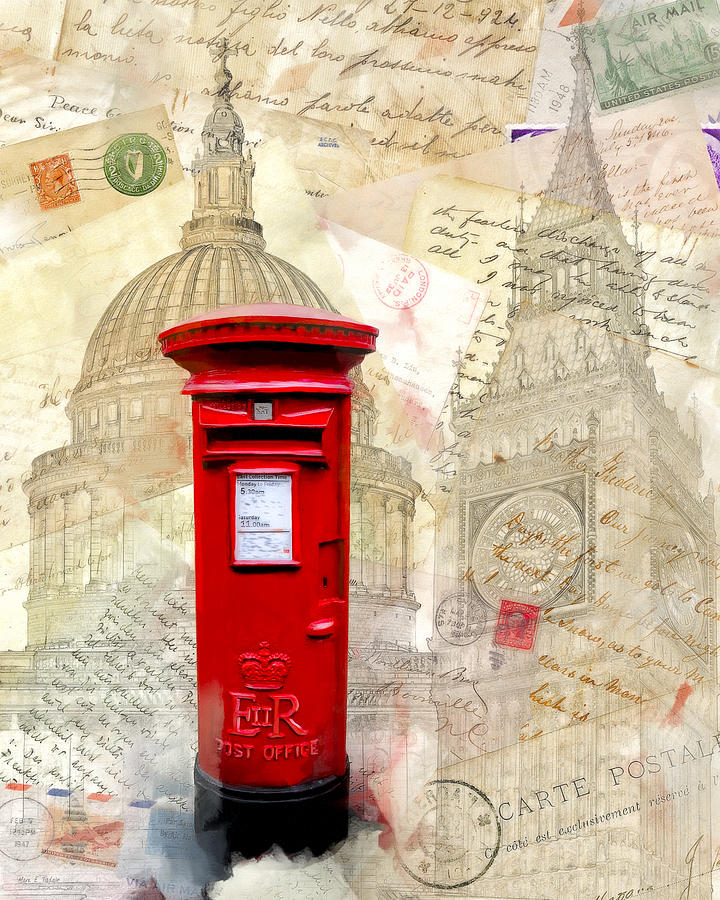 London Mixed Media - To London By Mail - Classic Post Box by Mark Tisdale