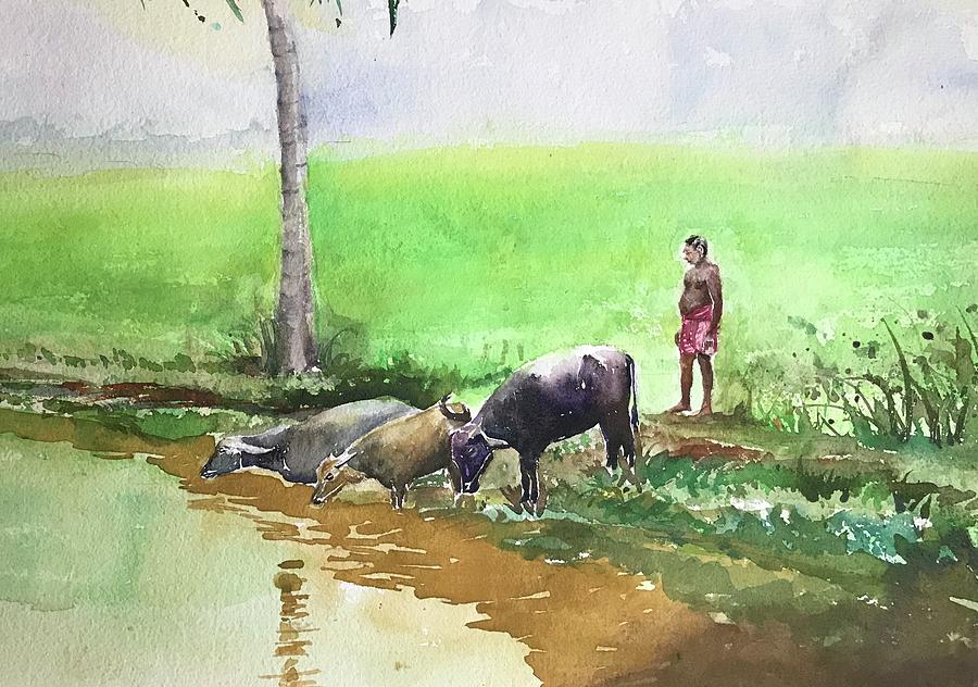 To Quench The Thirst.... Painting by George Jacob