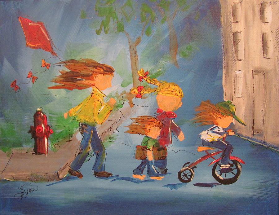 To the Park Painting by Terri Einer