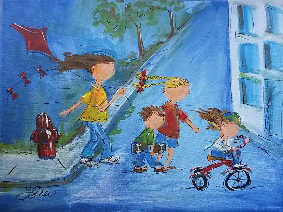 To the Park2 Painting by Terri Einer