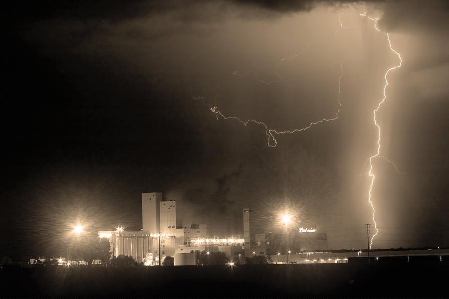 To The Right Budweiser Lightning Strike Sepia  Photograph by James BO Insogna