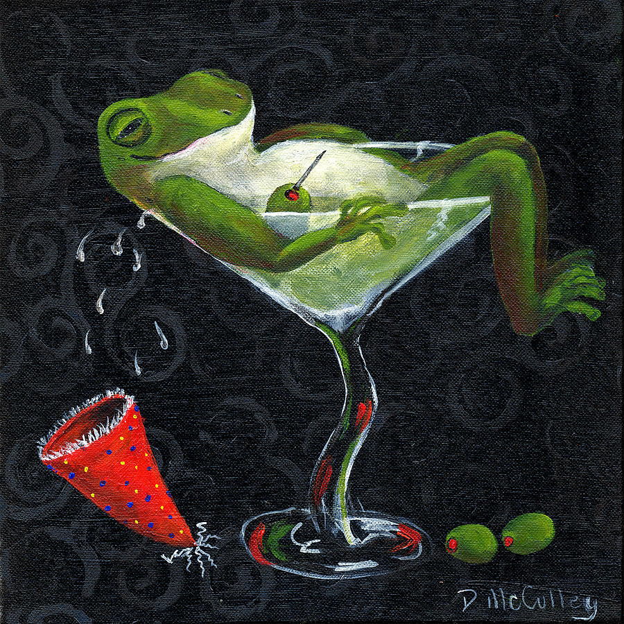 Frog Painting - Toadally Under The Influence by Debbie McCulley