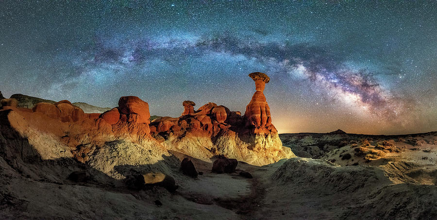 Toadstool Milky Way Pano Photograph by Michael Ash