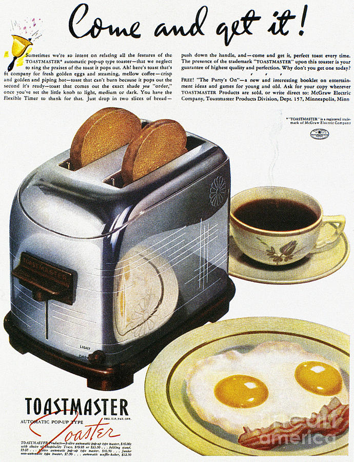 Toaster Ad, 1938 Photograph by Granger