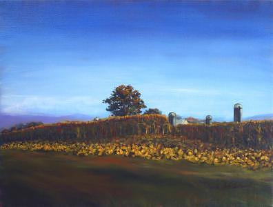 Tobacco Corn And Silos-Lancaster County PA Painting by Jeanie Chadwick Tobacco Corn And Silos-Lancaster County PA Painting by Jeanie Chadwick