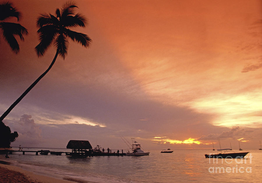 Beach Photograph - Tobago, Pigeon Point sunset, caribbean sea, by Juergen Held Beach Photograph - Tobago, Pigeon Point sunset, caribbean sea, by Juergen Held