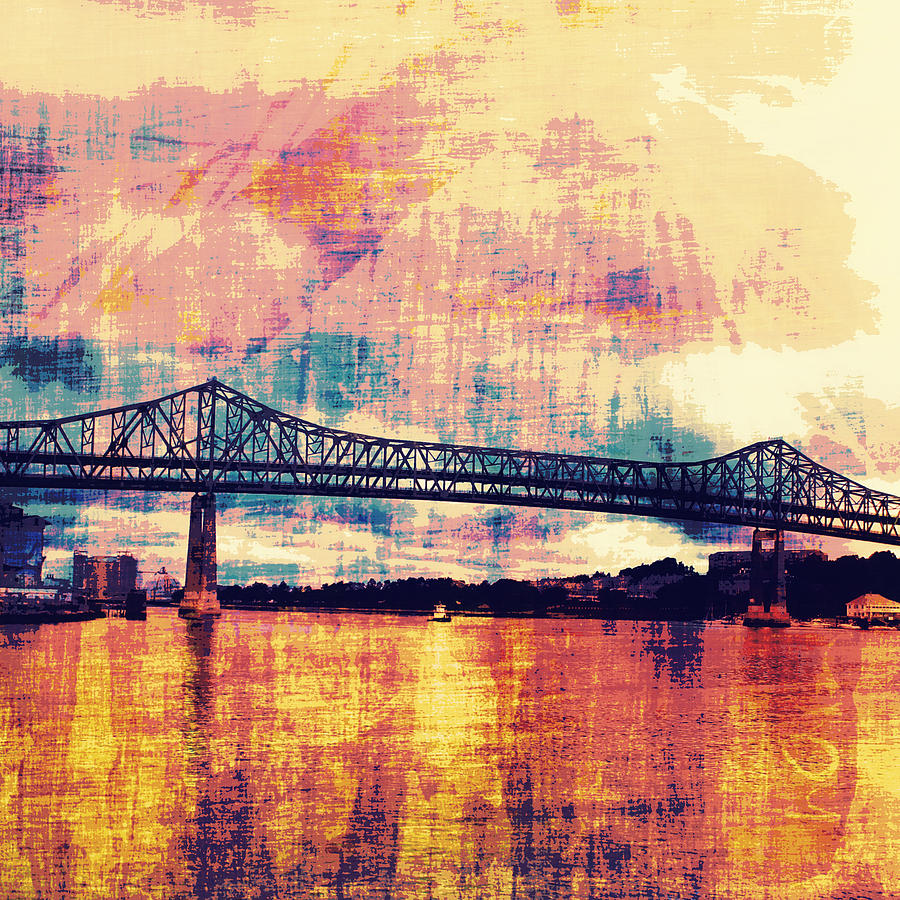 Boston Digital Art - Tobin Bridge Boston MA by Brandi Fitzgerald