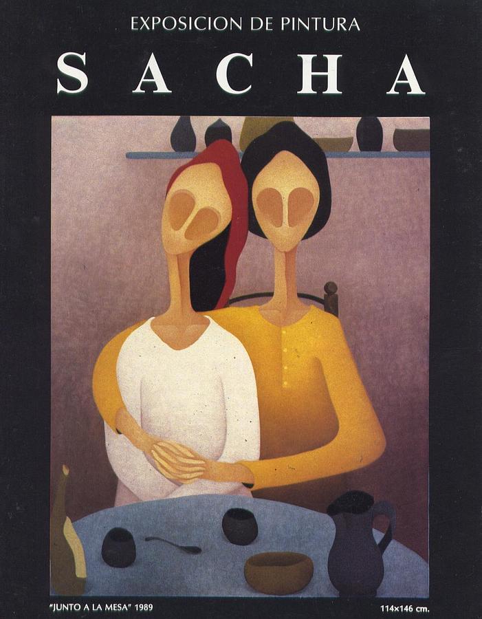 Sacha Painting - Together at the Table  1989 by S A C H A -  Circulism Technique