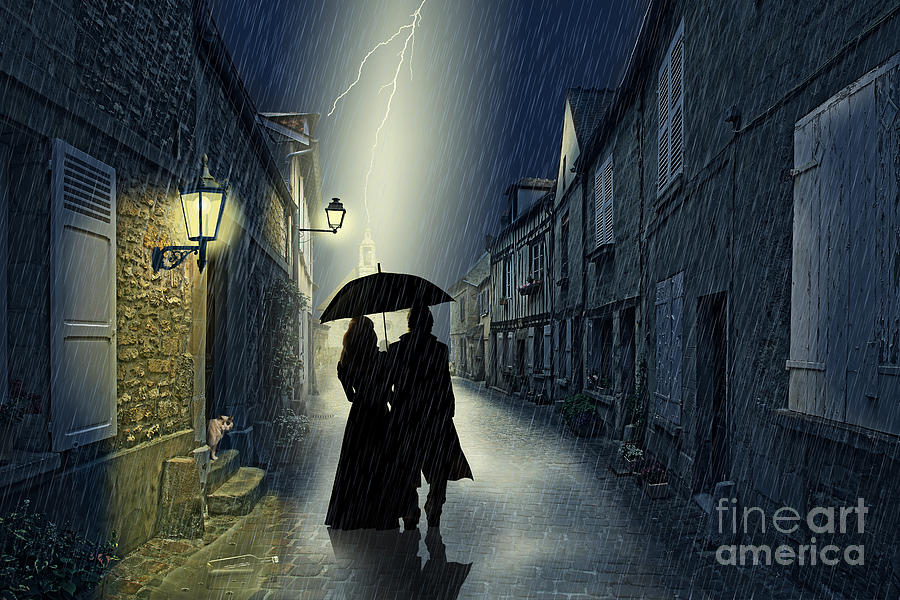 Old Town Digital Art - Together by Monika Juengling Old Town Digital Art - Together by Monika Juengling