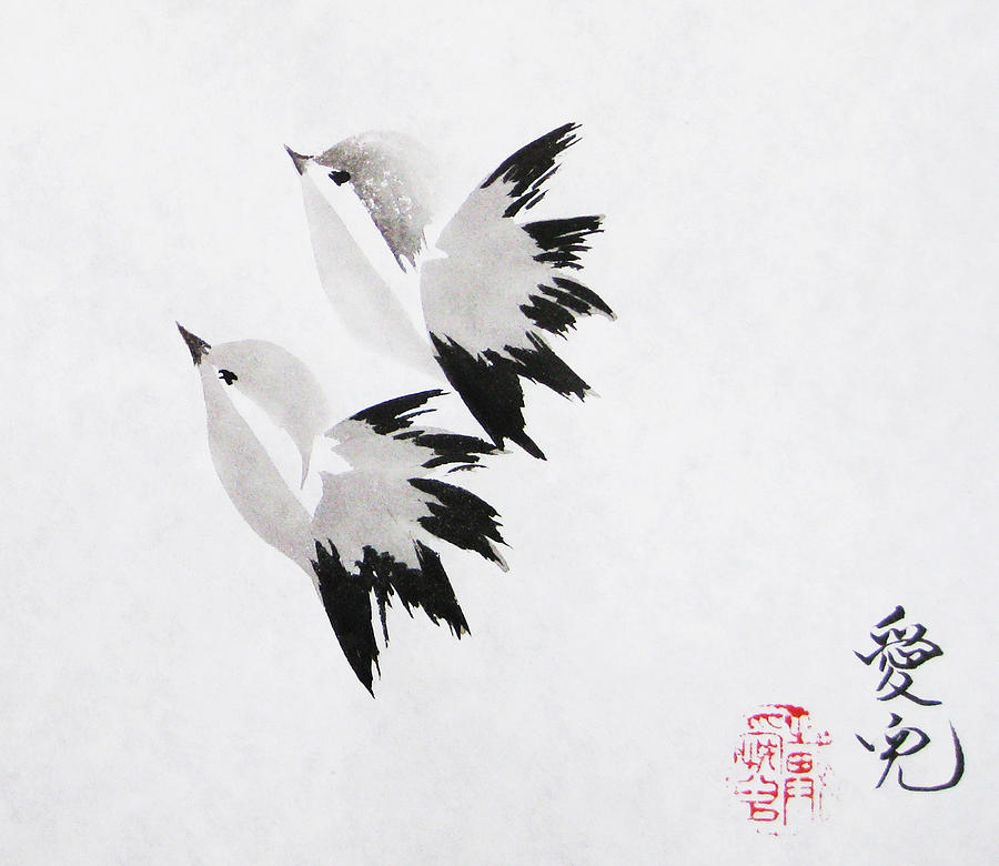 Bird Painting - Together Well Fly Side By Side by Oiyee At Oystudio