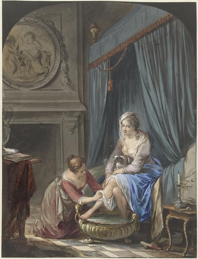 Toilet of a young woman Painting by Willem Joseph