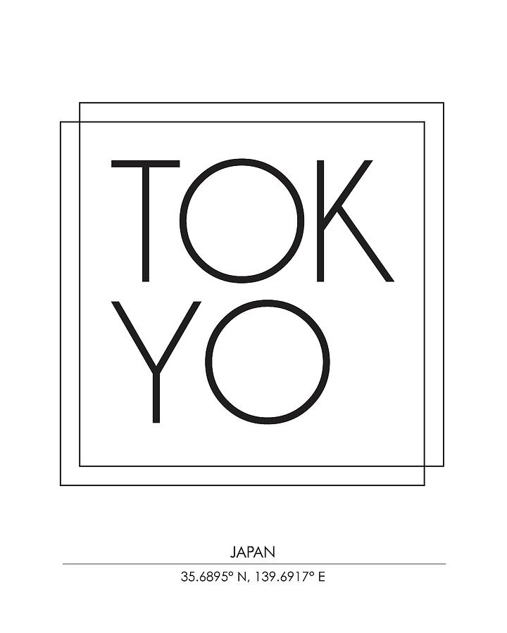 Tokyo, Japan - City Name Typography - Minimalist City Posters Mixed Media by Studio Grafiikka