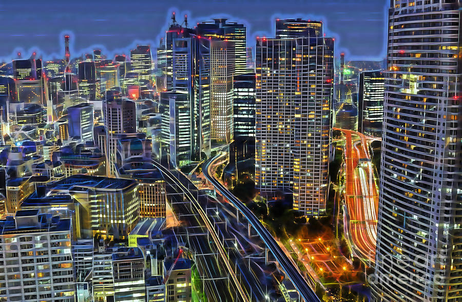 Tokyo Japan Skyline Mixed Media by Marvin Blaine
