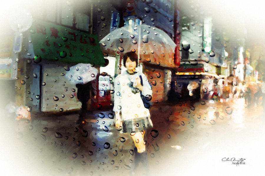 Rainy Tokyo Night Painting by Chris Armytage