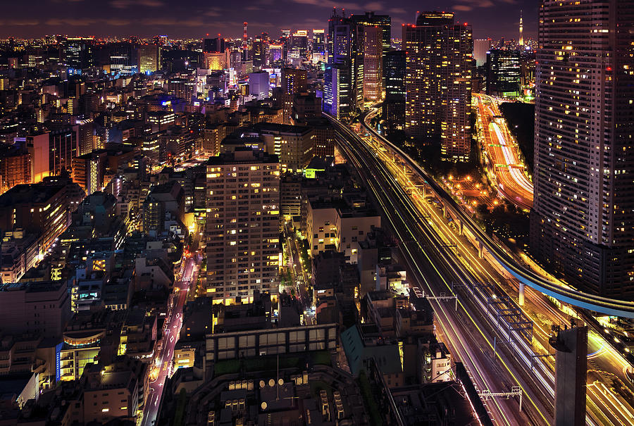 Tokyo night cityscape Photograph by Ponte Ryuurui