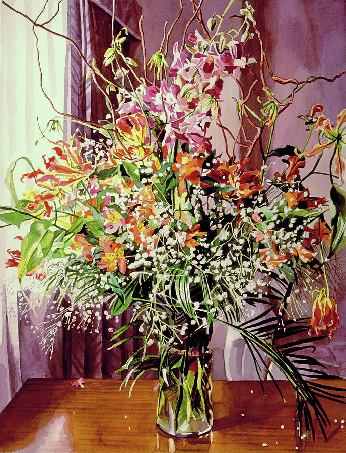 Tokyo Orchid Arrangement Painting by David Lloyd Glover