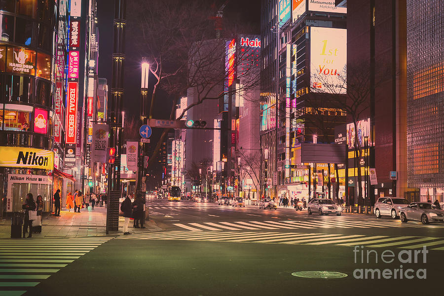 Tokyo Street at Night, Japan Photograph by Perry Rodriguez