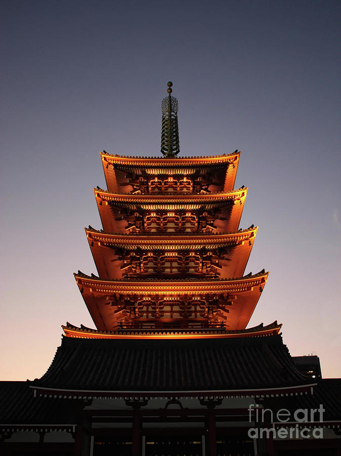 Tokyo Temple Lights at Dusk Photograph by Carol Groenen