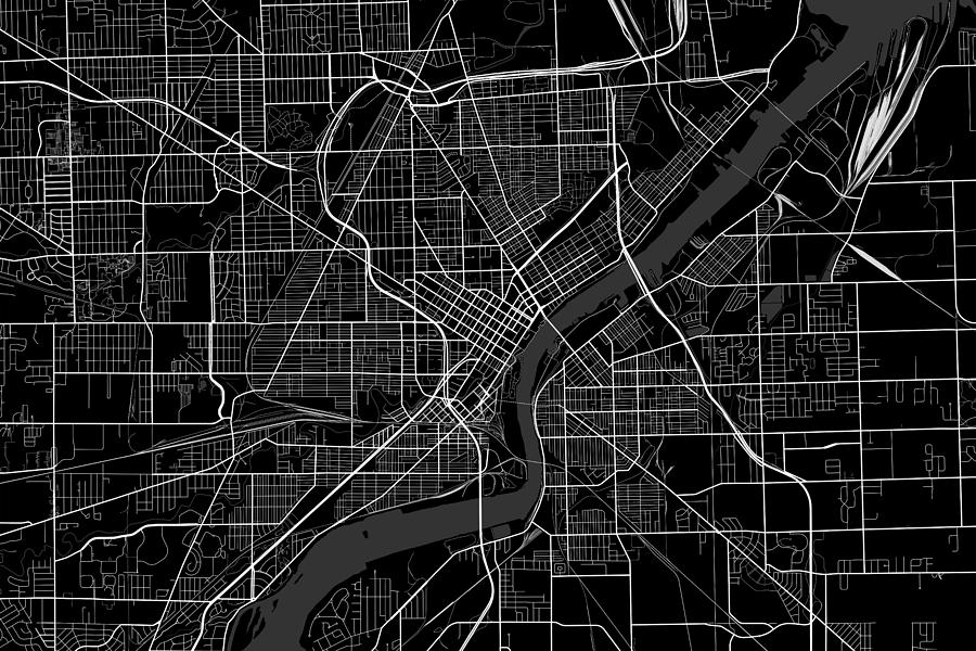 Toldeo Ohio Usa Dark Map Digital Art