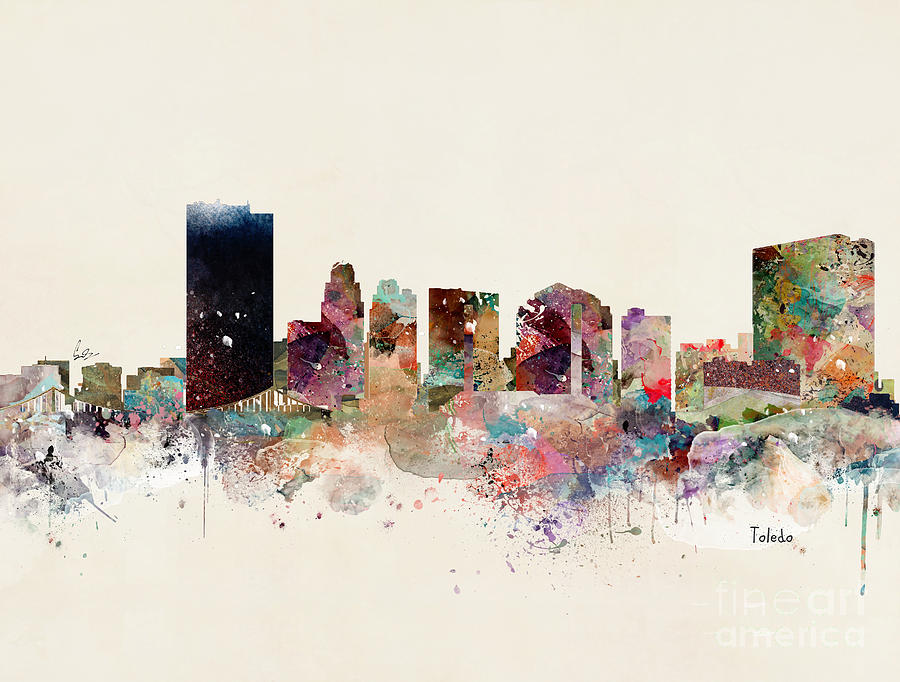 Toledo Ohio Skyline Painting by Bri Buckley