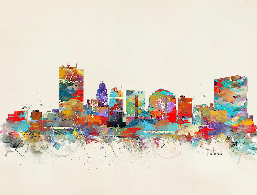 Toledo Skyline Painting - Toledo Ohio Skyline by Bri Buckley