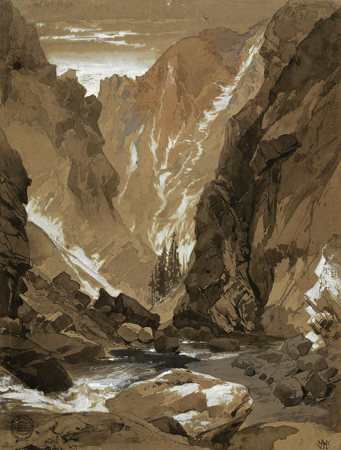 Toltec Gorge, Colorado, 1881 Drawing by Thomas Moran