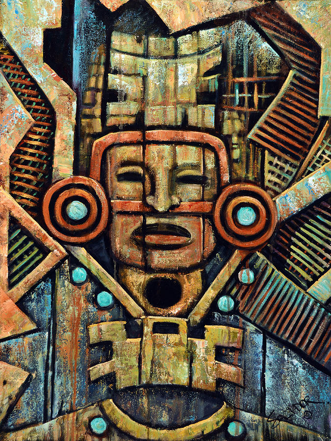 Mayan Painting - Toltec Mask by Salvador Rodriguez