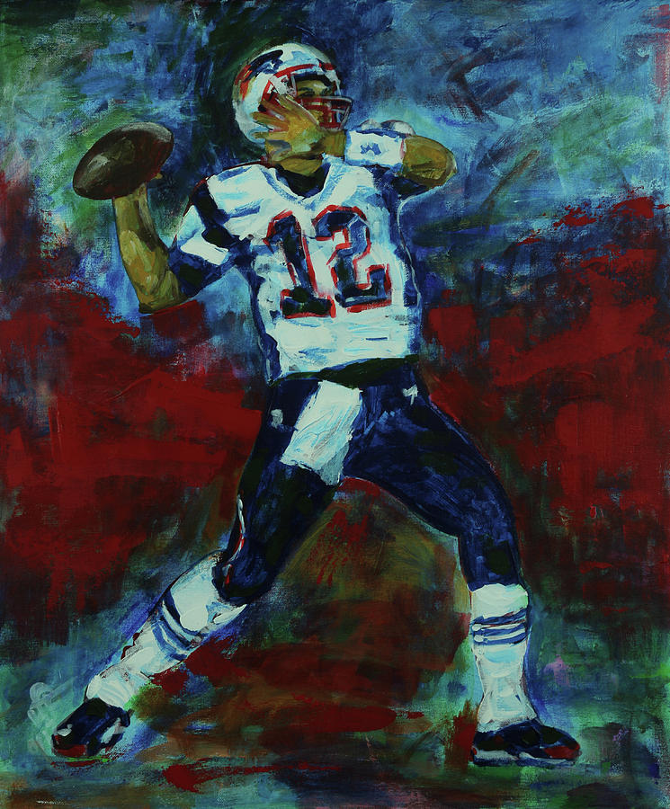 Tom Brady - Patriot Football Painting by Walter Fahmy