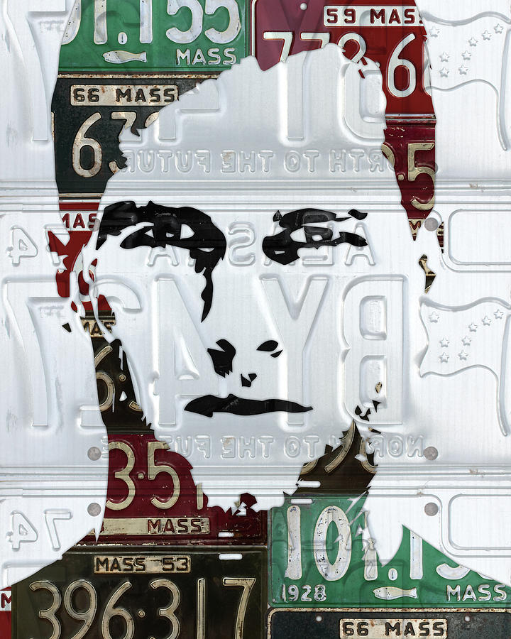 Tom Brady New England Patriots Massachusetts Recycled Vintage License Plate Portrait Original Mixed Media by Design Turnpike