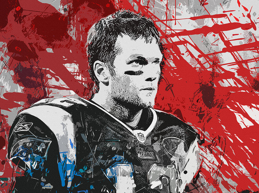 Tom Brady Painting - Tom Brady Red White and Blue by John Farr