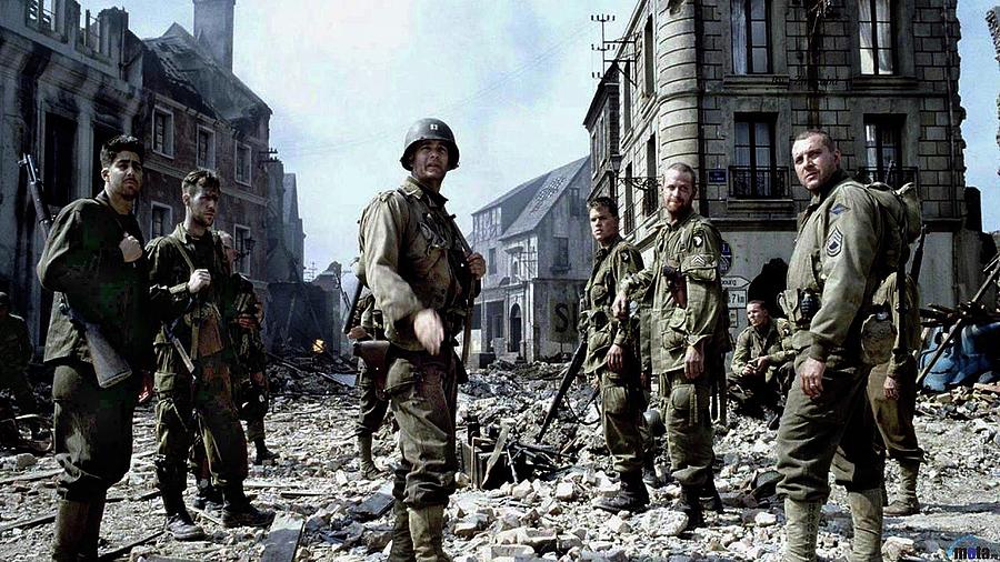 Tom Hanks as Captain John H. Miller  and some of his company Saving Private Ryan publicity photo 98 Photograph by David Lee Guss