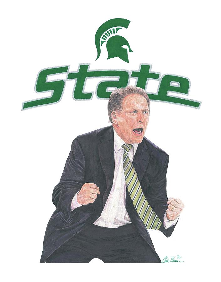 Tom Izzo Drawing by Chris Brown