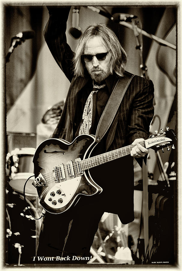 Tom Petty Photograph - Tom Petty I Wont Back Down Black and White   by Marc Malin