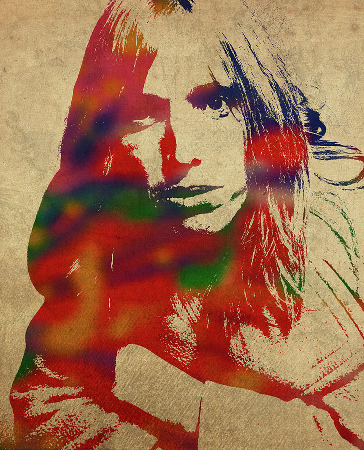 Tom Petty Mixed Media - Tom Petty Watercolor Portrait by Design Turnpike