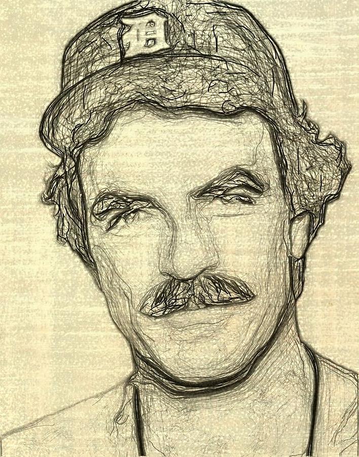 Tom Selleck Drawing By Bob Smerecki